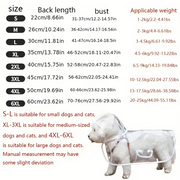Size chart for a Transparent Waterproof Dog Raincoat with measurements and weight guidelines.