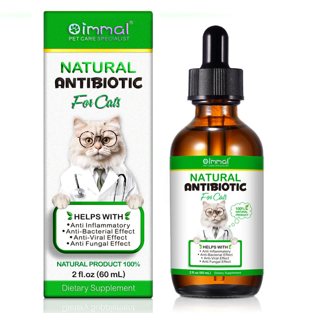 Natural Antibiotics For Cats Allergy And Itch Relief packaging with a bottle on a white background