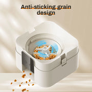 Smart Automatic Pet Feeder with WiFi Control with anti-sticking grain design on a beige background