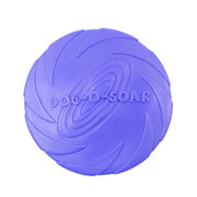 Purple Durable Dog Frisbee Toy with 'DOG-O-SOAR' branding on a white background