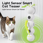 Light Sensor Smart Caterpillar Interactive Cat Toy with a cat on a white background