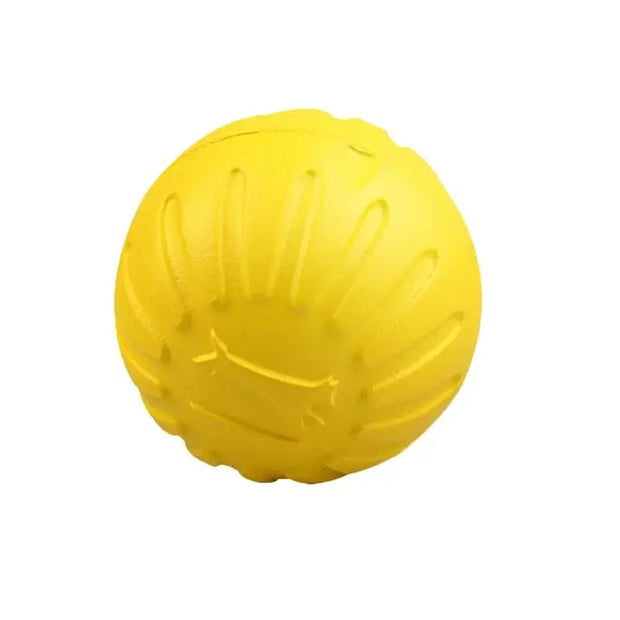 Yellow textured Dog Molar Chew Toy Durable Ball on a white background