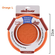 Orange Aisenwer Durable Rubber Dog Frisbee on a white background