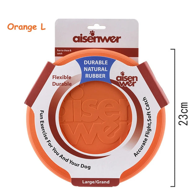 Orange Aisenwer Durable Rubber Dog Frisbee on a white background