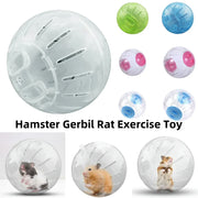 Hamster gerbil rat exercise toy with various colors and images of small animals on a white background