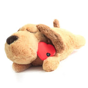 Heartbeat Plush Dog Toy with a red heart on a white background