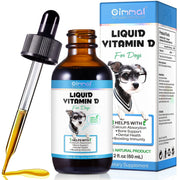 Liquid Vitamin D for Dogs Bone and Immune Support dropper bottle and packaging on a white background