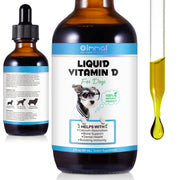 Liquid Vitamin D for Dogs Bone and Immune Support bottle dropper on a white background