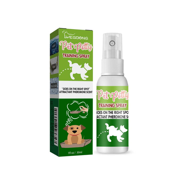 Yegibong Pet Potty Training Spray 30ml bottle with a packaging on a white background