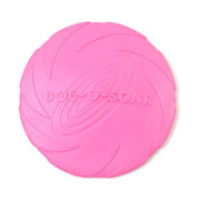 Pink Durable Dog Frisbee Toy with 'DOG-O-SOAR' branding on a white background