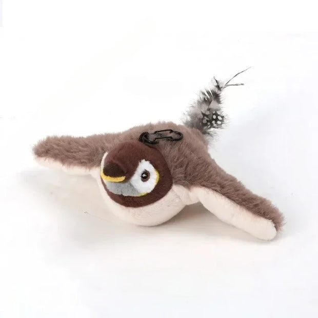 Plush Bird Cat Toy resembling on a white background