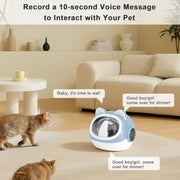 RFID Automatic Pet Feeder 700ml device with two cats in a living room setting