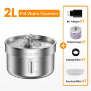 ROJECO 304 Stainless Steel Smart Pet Water Fountain with accessories on a white background
