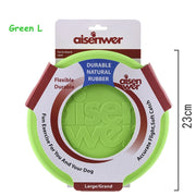 Green Aisenwer Durable Rubber Dog Frisbee packaging on a white background