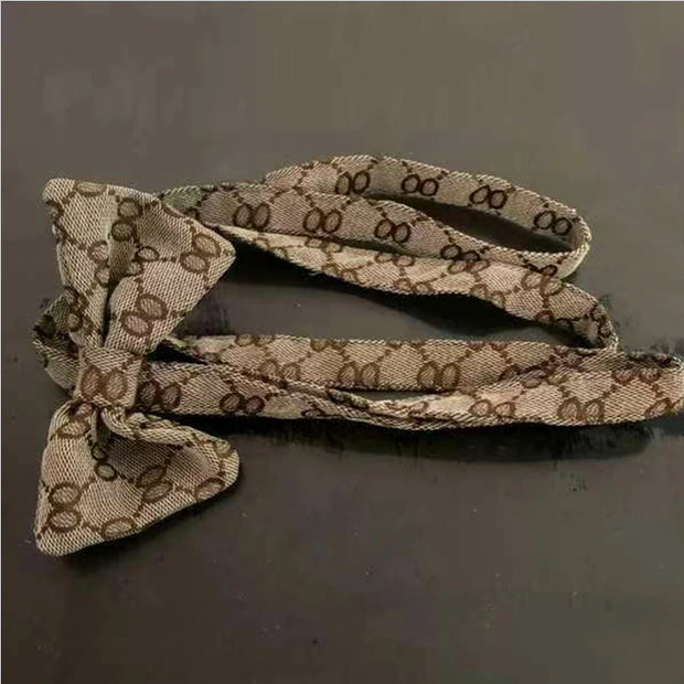 Luxury Pet Outfit Harness Vest And Dress Set Patterned shoelace on a dark surface