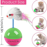 Cat and Dog Teasing Toy Set with a measurement label and images of cats playing with it.