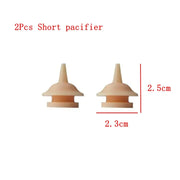 Silicone Syringe Adapter Head Replacement Accessory - Two short pacifiers measuring 2.5cm and 2.3cm, designed for comfort and soothing infants.