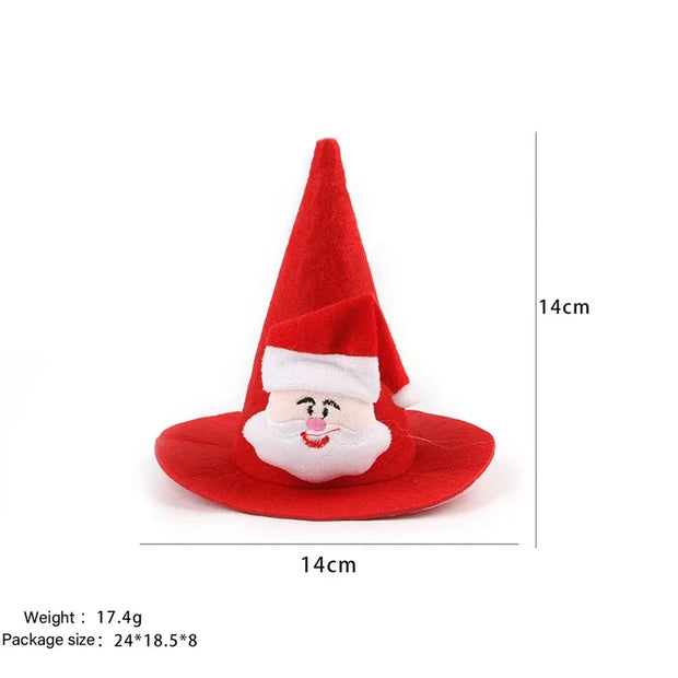 Pet Santa Hat Christmas Costume for Dogs And Cats with a smiling face design, shown with measurements on a white background.