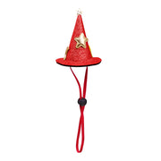 Red glittery Halloween Witch Hats Collection with a gold star on a white background