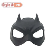 Black Pet Avengers Mask Set with bat design on a white background
