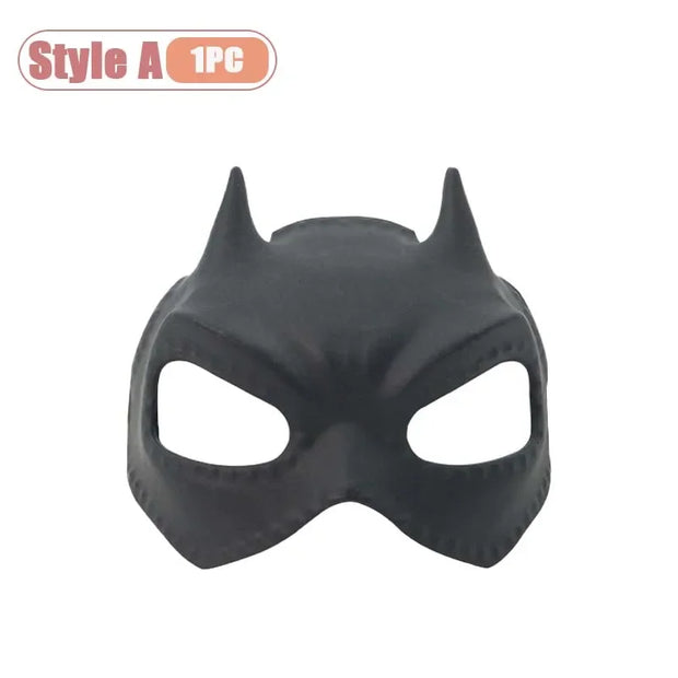 Black Pet Avengers Mask Set with bat design on a white background