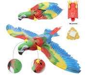 Colorful Electric Flying Bird Cat Toy with moving wings on a white background