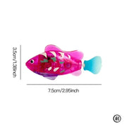 Pink Interactive Electric Swimming Fish Toys with measurements on a white background