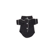 Black Elegant Pet Shirt with white trim on a white background
