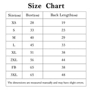 Size chart for Luxury Pet Outfit Harness Vest And Dress Set with bust and back length measurements.