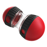 Red and black Interactive Treat Dispensing Dog Toy on a white background