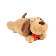 Heartbeat Plush Dog Toy with a red heart on a white background