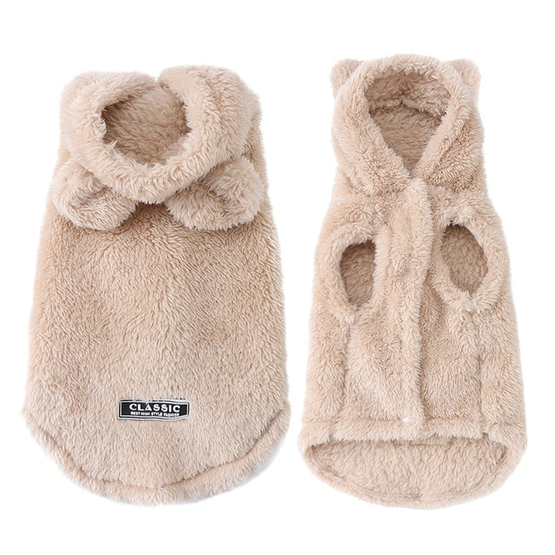 Two beige fluffy Plush Winter Vest on a white background
