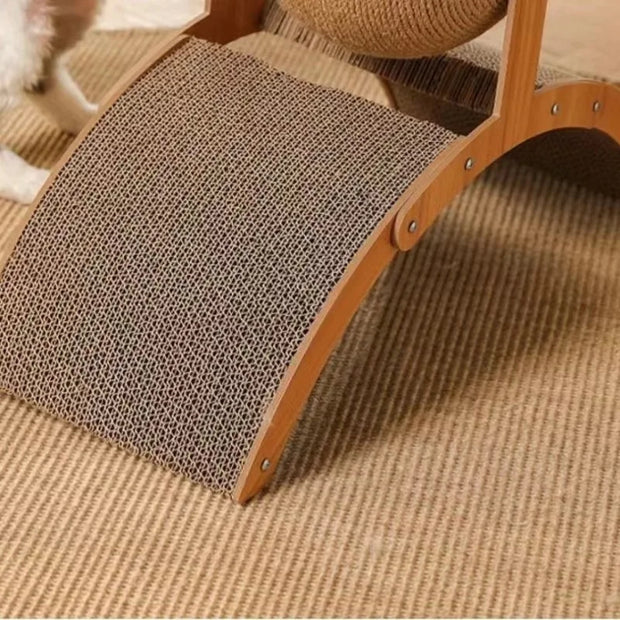 Cat Scratcher with Sisal Ball with sisal surface on a carpeted floor
