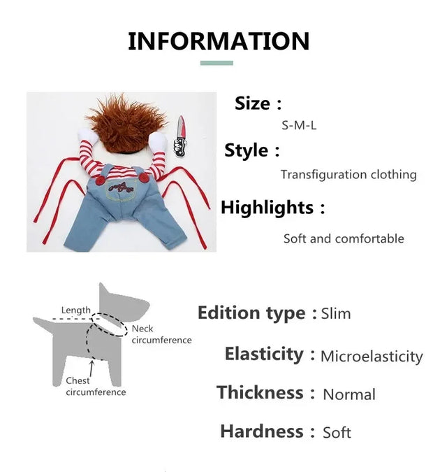 Transformation Halloween Bat Skeleton Costume with size, style, and feature information on a white background.