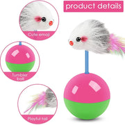 Cat and Dog Teasing Toy Set with a cute emoji face, tumbler ball, and playful tail on a white background