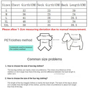 Fleece Dog Jacket clothing size chart with measurements and instructions on measurement methods.