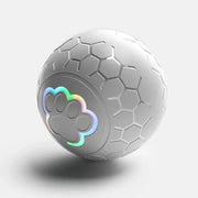 Ash textured Rechargeable Interactive Pet Toy Ball 300mAh color with a colorful paw print design on a light gray background