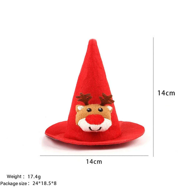 Red Pet Santa Hat Christmas Costume for Dogs And Cats with a reindeer face design on a white background, showing measurements and weight information.