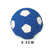 Blue and white textured Durable Dog Sports Balls with size indication on a white background