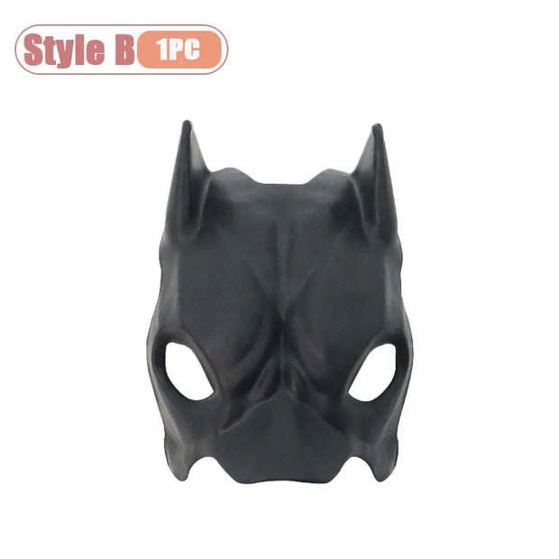 Black Pet Avengers Mask Set with bat design on a white background