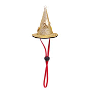 Gold Halloween Witch Hats Collection with a red string on a white background