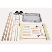 Set of Wooden Bird Play Stand components on a white background