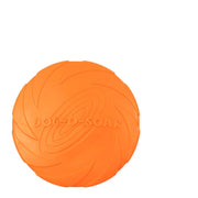 Orange Durable Dog Frisbee Toy  with 'Dog-O-Soar' branding on a white background
