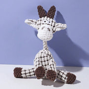 Plush Animal Rope Dog Toys with white and brown pattern on a light purple background