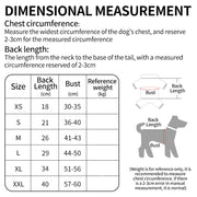 Dinosaur Hoodie Costume size chart with measurements for chest circumference and back length.