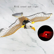 Electric Flying Bird Cat Toy with sound and light feature on a marble background