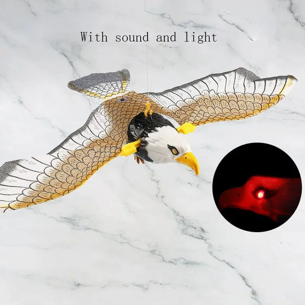 Electric Flying Bird Cat Toy with sound and light feature on a marble background