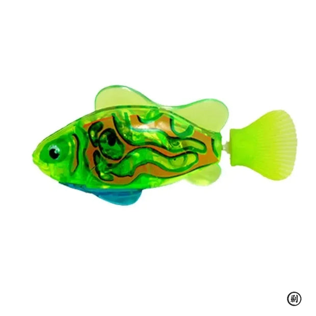 Interactive Electric Swimming Fish Toys with green and yellow design on a white background