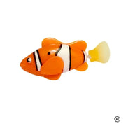 Interactive Electric Swimming Fish Toys with orange, black, and white colors on a white background
