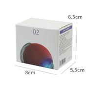Automatic Moving with LED Light Cat Toy Ball packaging with dimensions labeled on a white background